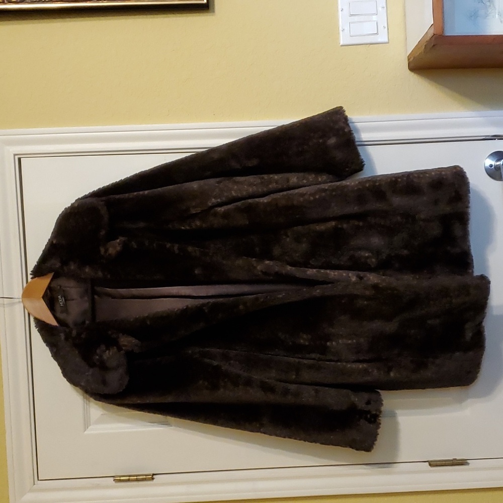 George Dark Brown Faux Fur Coat
